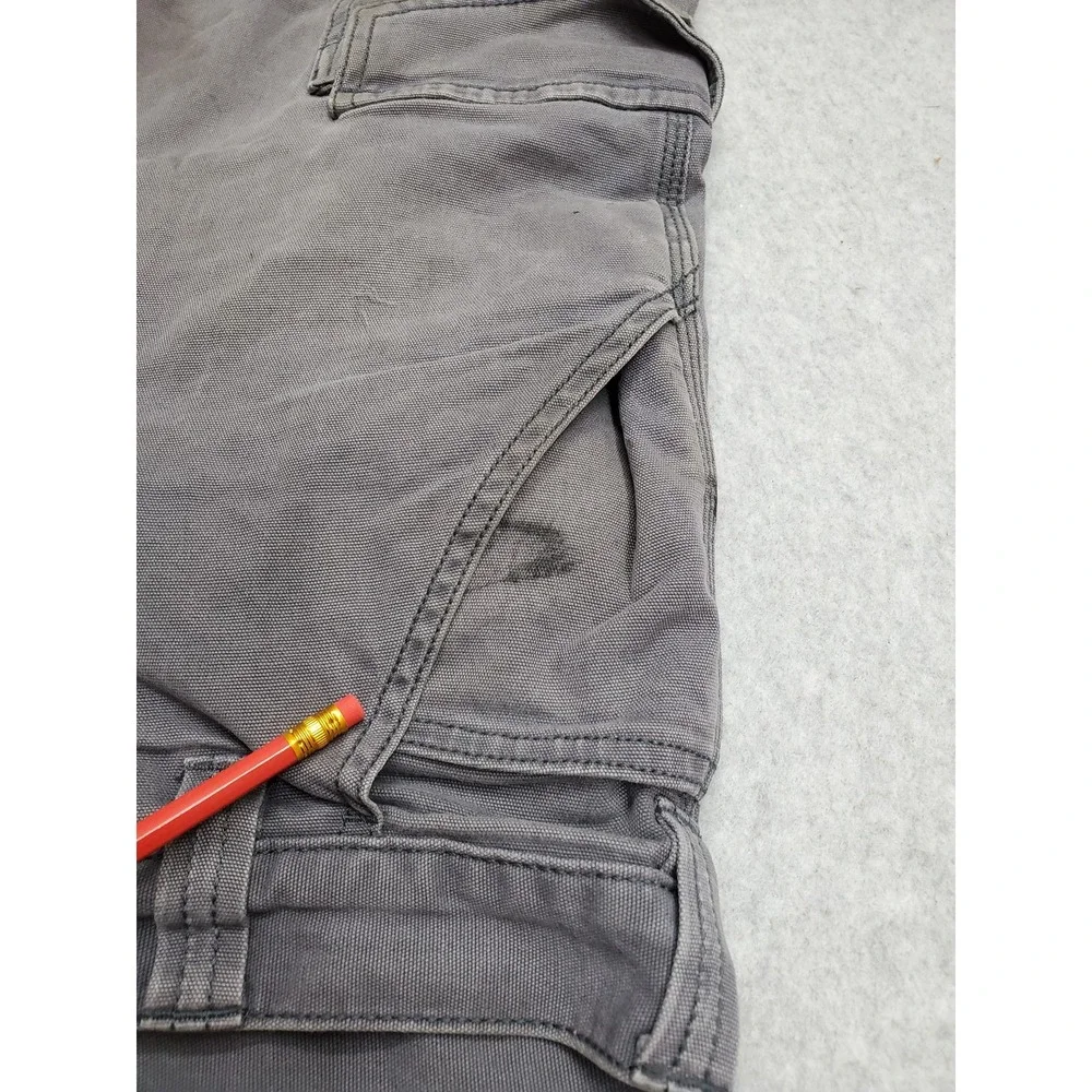 Carhartt Men Pants 33X30 Gray Cargo Canvas BN3574-M Rugged Flex Relaxed Fit READ